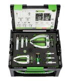 Kukko 28-C Puller Set – 22-piece internal extraction kit featuring a sliding hammer, counter stay, internal extractors, and threaded adapters neatly organized in a durable carrying case
